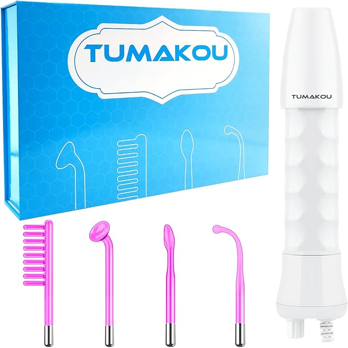High Frequency Facial Wand - TUMAKOU Violet Portable Handheld High Frequency Facial Skin Machine Device for Face - with 4 Purple Tubes（Violet）