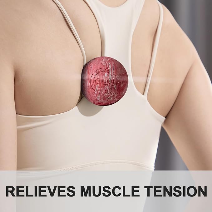 Massage Lacrosse Ball for Myofascial & Trigger Point Release, Muscle Knots, Yoga Therapy – Improves Joint Mobility & Relieves Pain – Back, Neck, Plantar Fascia, HIPS, Legs – 2.5-Inch Red Rubber