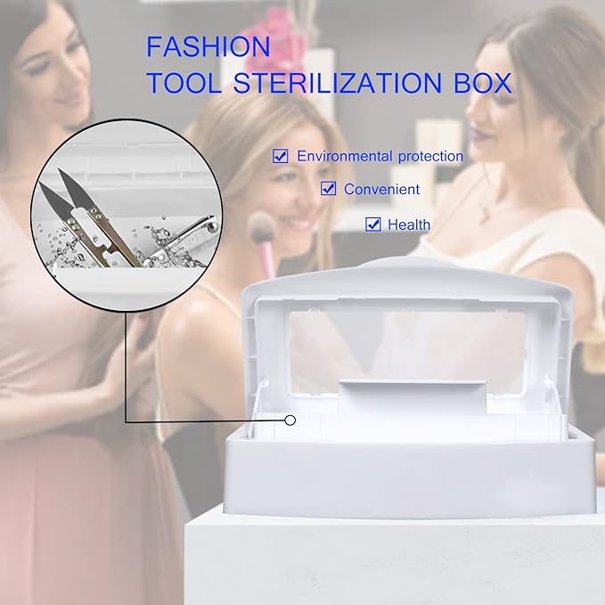 Plastic Sterilizing Tray-Sterilization Tray,Clean Sterilizer Box Storage Organizer for Nail,Tweezers,Hair Salon,Spa & Cutter Manicure Equipment-Clear Lid (Thickened - white)