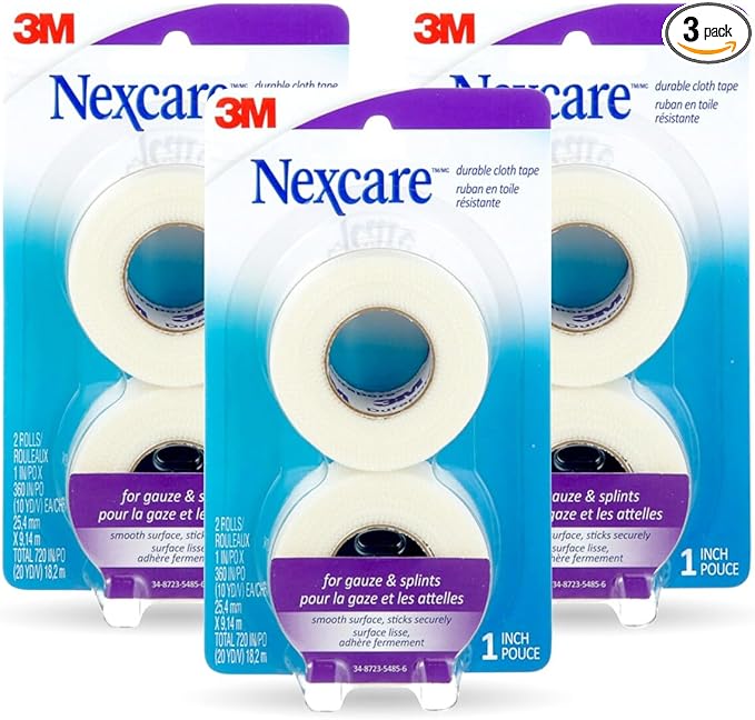Nexcare Durapore Durable Cloth Tape, From the #1 Leader in U.S. Hospital Tapes, 1 Inch X 10 Yards, 6 Rolls