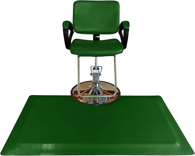 Rhino Mats, Rhino Hide Salon Mat, Non-Slip Standing Cushioned Comfort Anti-Fatigue Mat for Salon, Barbershop, or Spa (Green, Rectangle 3' x 3.5' x 1/2")