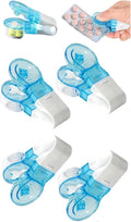 4Pcs Blue Portable Pill Taker Remover, Pill Remover, Blister Pack Opener Popper Assistance No Contact Easy to Take Out Travel Tablet Dispenser Pills Extractor Tool Medication Aids Pill Organizers