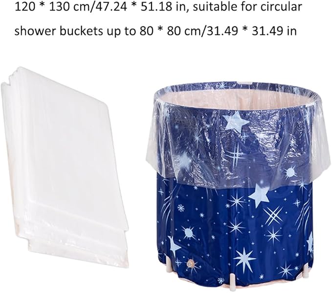 10 Pack Disposable Ice Bath Tub Cover Liner Transparent Plastic Portable Bathtub Liner Covers for 105 Gallons Ice Tub Portable Bath Tub Cold Plunge Tub Inflatable Ice Bath Barrel Plunge Pool