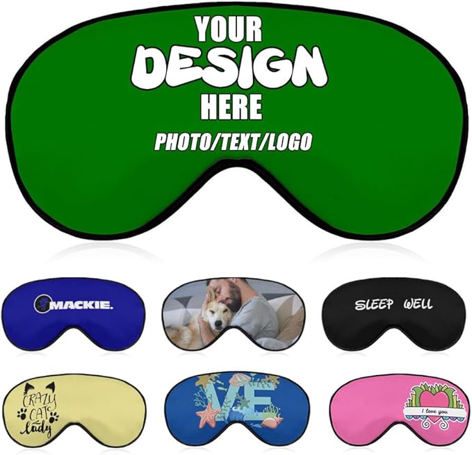 Customizable Sleep Masks Soft Blackout Comfortable Flexible Reusable, Custom Sleep Mask for Man Woman Kid, Custom Blindfold Long Flight Must-Haves, Dorm Room Essentials,#Green