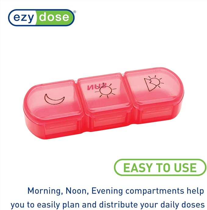 EZY DOSE Weekly (7-Day) Daily Medtime Pill Organizer Case, Vitamin Planner and Medicine Container, Removable Large Pop-Out Individual Compartments, 3 Times a Day, Travel Friendly, Rainbow, BPA Free