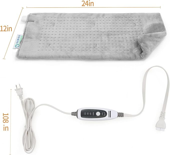 Heating Pad for Back,4lb Weighted Heating Pads for Pain Relief & Cramps,Moist Heat Pads for Neck,Shoulder,Knee, Leg,Birthday Gifts for Women,Men,12"×24",4 Heat Settings, Auto Off, Light Grey
