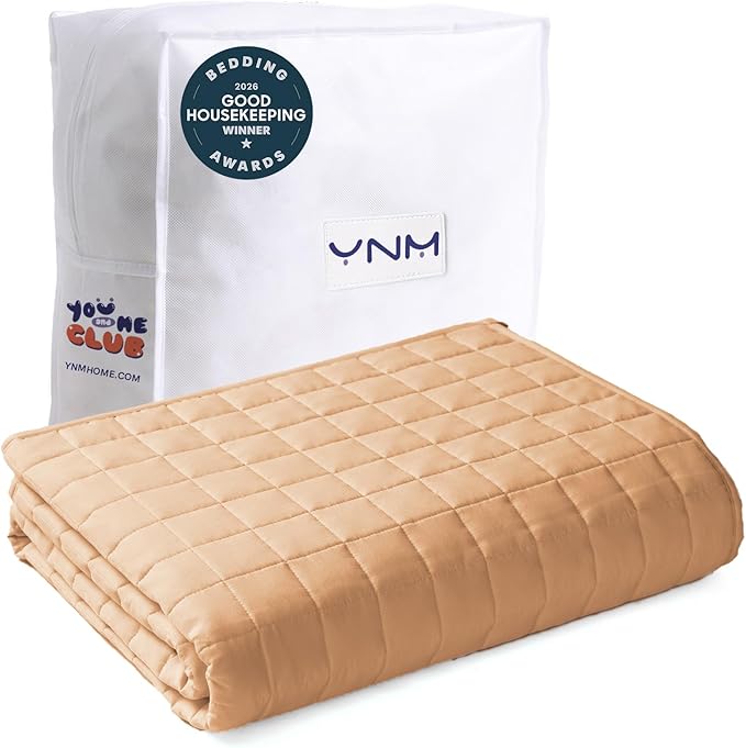 YnM 17lbs Weighted Blanket for Adults, Heavy Bed Throw Blanket with Cooling Glass Beads for All Season Use, Ideal for ~160lbs (60x80 Inches, Queen, Terracotta)