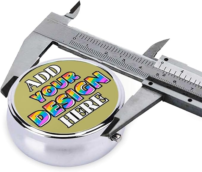 Custom Travel Pill Box, Medicine Pill Organizer Case Container Travel Pill Holder Vitamin for Boxes Med Wallet Portable Mini Pastillero Round, Dark Khaki, Personalized Gifts with Photo