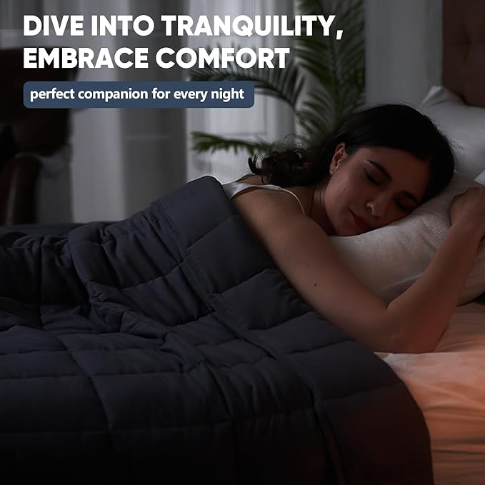 yescool Weighted Blanket for Adults (20 lbs, 48" x 72", Grey) Cooling Heavy Blanket for Sleeping Perfect for 140-160 lbs, Twin Size Breathable Blanket with Premium Glass Bead, Machine Washable