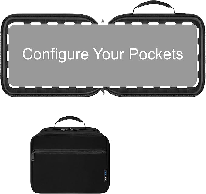 Large Customizable Padded Modular Pill Bottle Organizer, Medicine Bag, Case, Carrier for Medications, Vitamins, and Medical Supplies - for Home Storage and Travel - Black (Optional TSA Lock)