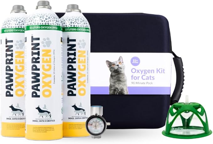 Cat Rescue Oxygen Kit – Portable Oxygen Supply for Pets for Transport and Rescue – Oxygen, Mask, Regulator, Tubing & Travel Case Included (Rescue Oxygen Kit for Cats 11+ lbs)