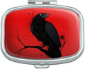 Crow on Branch Rectangle Pill Case Trinket Gift Box