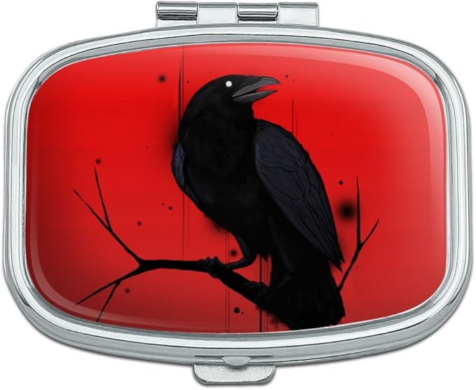 Crow on Branch Rectangle Pill Case Trinket Gift Box
