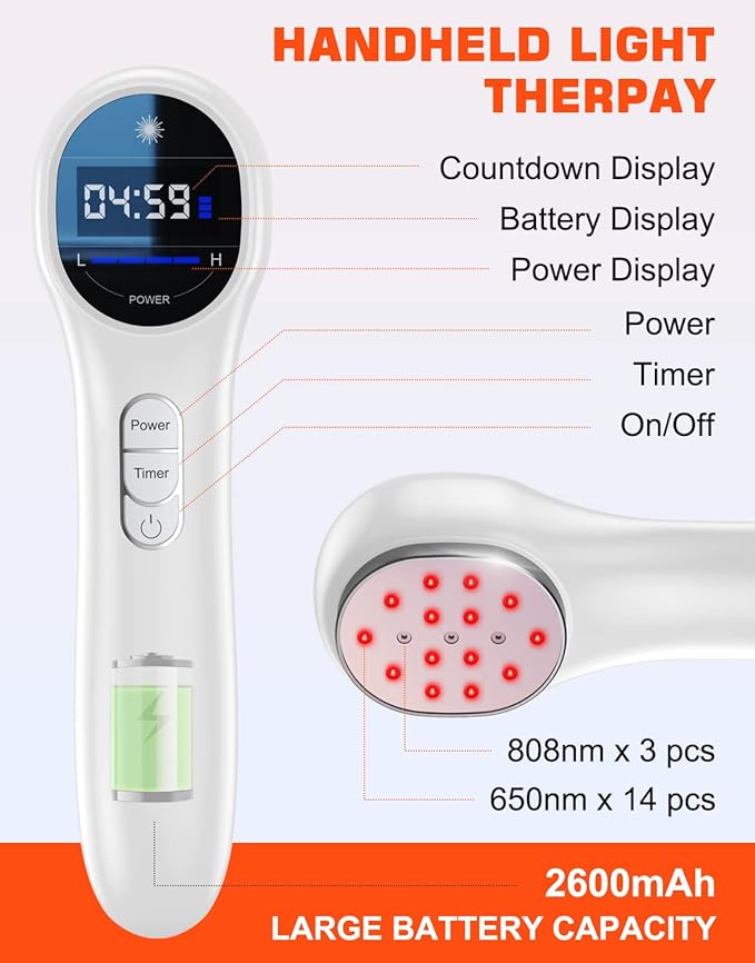 Holsn Red Light Therapy Infrared Light Tharepy, Red Light Device for Body Pain Relief, Joint, Muscle & Tissue 14 * 650nm + 3 * 808nm