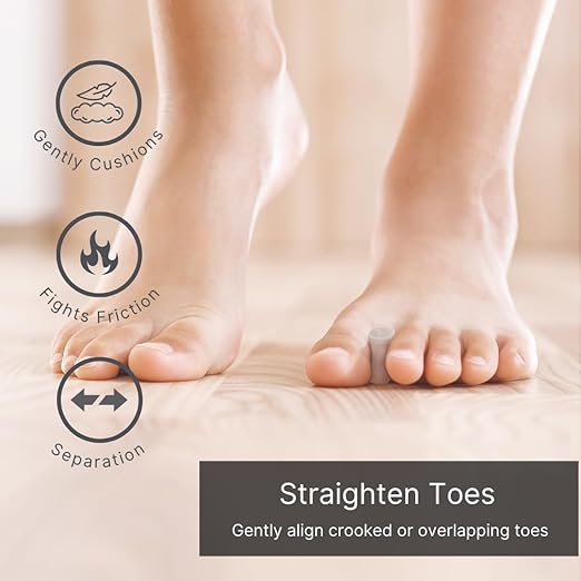NatraCure Gel Toe Spacers - Helps with Bunions, Corns, Blisters, Rubbing & Overlapping Toes - Toe Separators for Women & Men to Correct Toes - 2 Pack