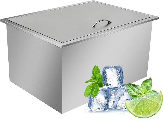 Commercial Stainless Steel Drop-in Ice Bin Chest – Insulated Bar Ice Well for Beverage Service
