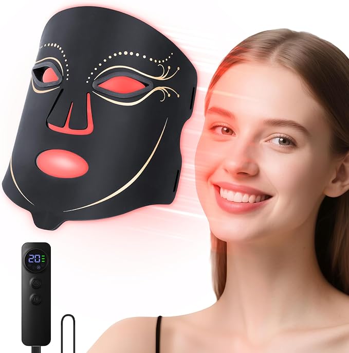 Morfone Red Light Therapy for Face, 4 Modes LED Face Mask Light Therapy with Timing Function, Near-Infrared 850NM Red Light Therapy for Home Use, Gift for Women Girls