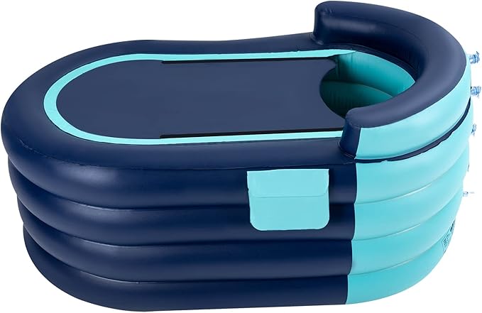 55.1 in Portable Bathtub for Adults Foldable Inflatable Bathtub with Electric Pump & Bath Pillow Headrest Outdoor & Indoor Freestanding Collapsible Tub for Toddler Spa Hot Ice Bath