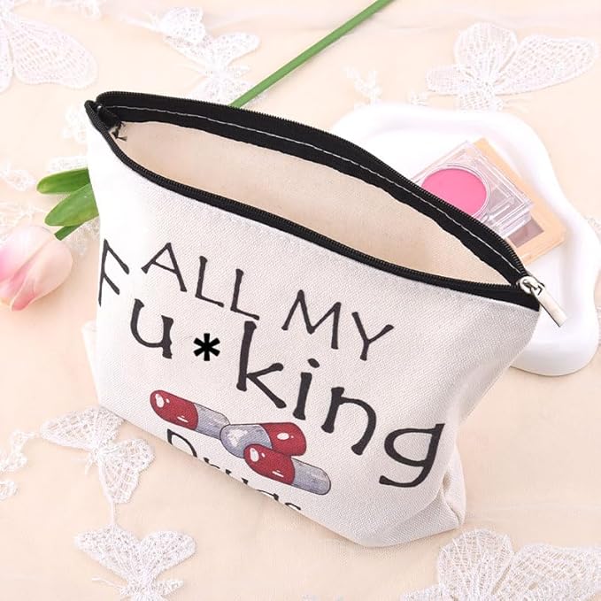 Medication Organizer Storage Bag Pouch Funny Medicine Travel Bag Pill Pouches for Patients Pharmacist Doctor Nurse Med Pouch Practitioner Dental Assistant Gifts Cosmetic Makeup Bags Med Toiletry Bags