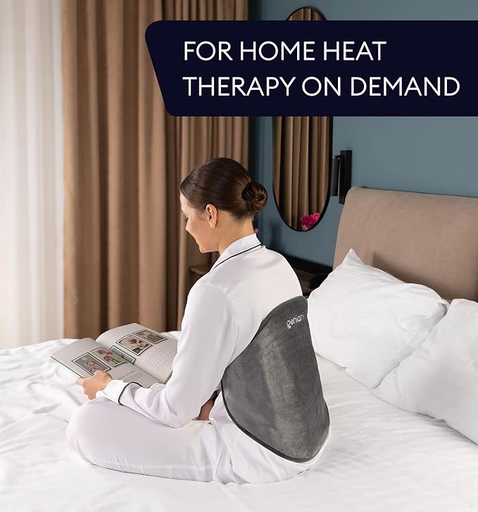 GENIANI Electric Heating Pad for Back Pain & Cramps Relief, 15"x24" Electric Throw with Auto Shut-Off, Adjustable Strap, Soft Fabric, Ideal for Lower Back & Stomach – Gift for Women & Men