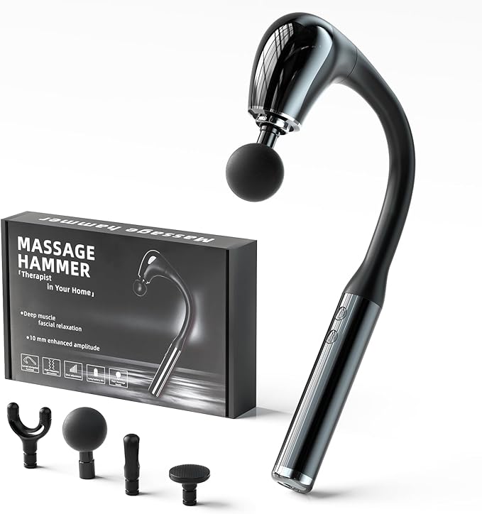 Massage Gun Upgraded Extension Handle for Deep Massage of The Back to Relieve Deep Tissue Pain in The Muscles, Four Massage Heads &Five Adjustable speeds Fitness Person Friendly