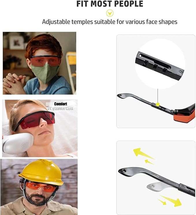 190nm to 560nm Laser Safety Glasses, OD4+ Laser Glasses Eye Protection, Adjustable Temples Laser Hair Removal Goggles for Treatment Cosmetology Operator for Blue Light Sanitize,Dental Operation