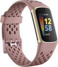 Getino Compatible with Fitbit Charge 5 Bands/Charge 6 Bands Women Men, Soft Breathable Replacement Sport Strap Adjustable Wristbands for Fitbit Charge 5/ Charge 6 Advanced Fitness Tracker, Dusty Pink