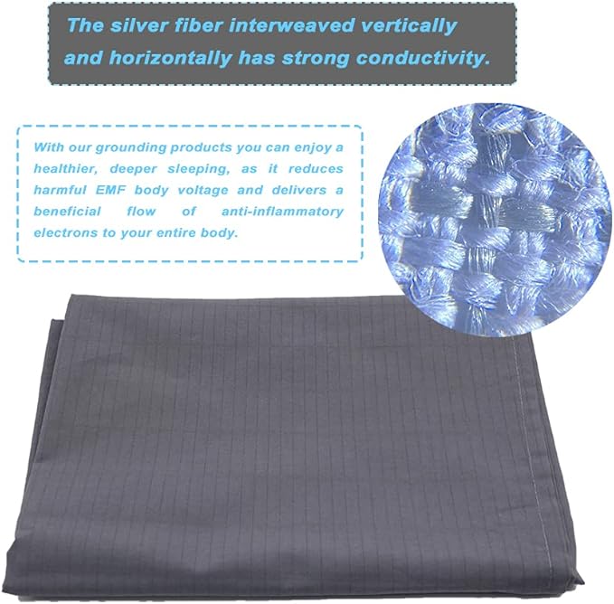 Conductive Grounding Sheet Twin Grounding Half Sheet with 15ft Grounding Cord 39x80in Gray