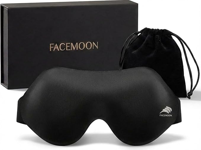 Eye Masks for Sleep Light Blocking: Lightweight 3D Contoured Sleep Mask for Men - Zero Pressure Blindfold Airplane Travel Essentials - Perfect for Night Shift Meditation College Dorm (Black)
