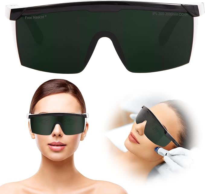FreeMascot New Red Light Therapy Glasses, 190nm-2000nm IPL Safety Glasses for Red Light Therapy and Laser Hair Removal Treatment Operator Eye Protection