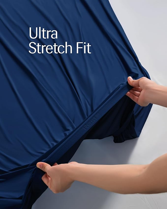 REST® Evercool®+ Fitted Sheet, Twin XL, Midnight Blue, 13" Deep (up to 15’’), Breathable Bedding for Hot Sleeper and Night Sweats, Bed Sheet with Ionic+ Self-Cleaning Silver Yarn for Sensitive Skin
