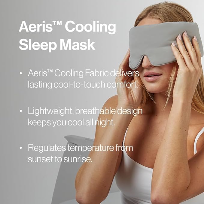 Aeris™ Cooling Sleep Mask for Hot Sleepers, Blocks Light, Reduces Puffiness, Adjustable Eye Mask for Travel, Men and Women, Ultra-Soft and Lightweight
