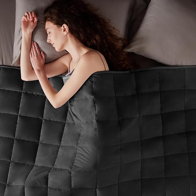 Weighted Blanket Queen Size (60"x80" 17lbs),Ultra Soft and Cozy Cooling Weighted Blanket Queen Size for Adult,Heavy Blanket with Machine Washable Soft Blanket, Black