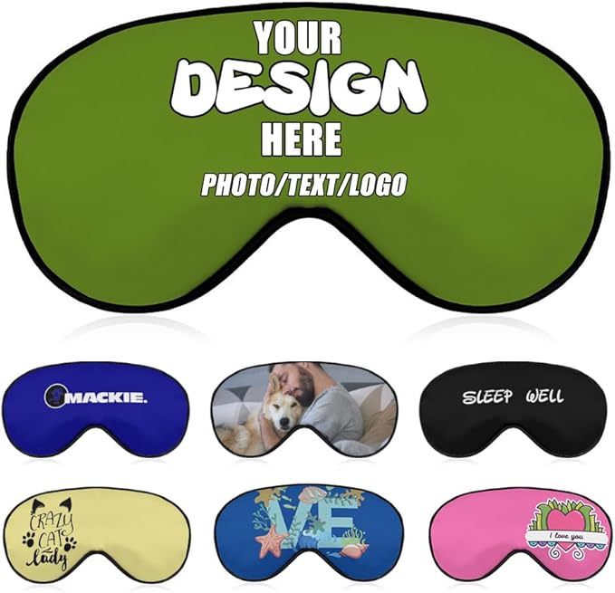 Custom Sleeping Eye Masks with Your Own Design, Customized Light Blocking Eyeshade for Deep Sleep Nap, Customize Blindfold Travel Accessory Sleep Aid Airplane Night Companion,#OliveDrab