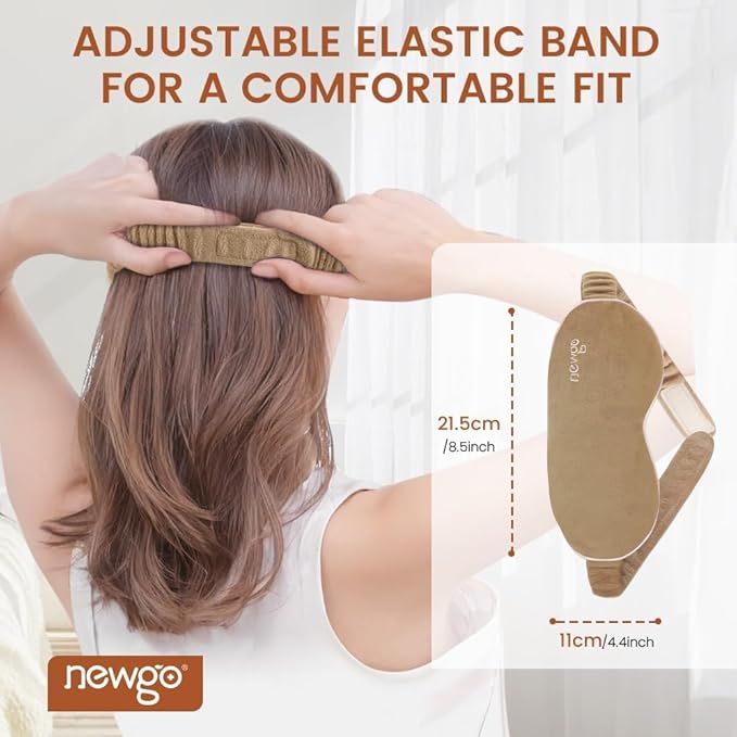 NEWGO Microwave Heated Eye Mask Soothing Relief for Dry Eyes, Heat Therapy Eye Warm Compress with Removable Cover for Stye, Blepharitis, Relaxation or Gift Choice - Brown