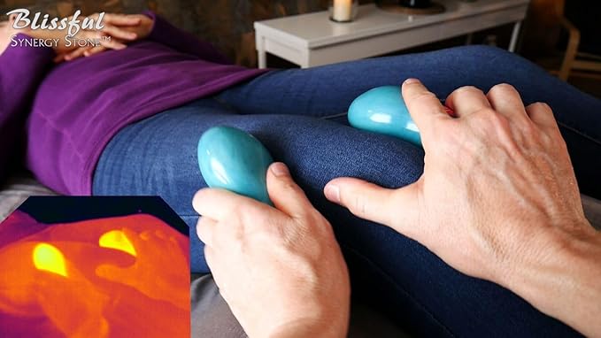 Blissful (Midnight Black)(Set of 2) Synergy Stone - Contoured Hot Stone Massage Tools Deep Heat for Muscle Tension Relief Relaxing and Therapeutic Ultra-Smooth for on Skin with Oil or Over Clothes