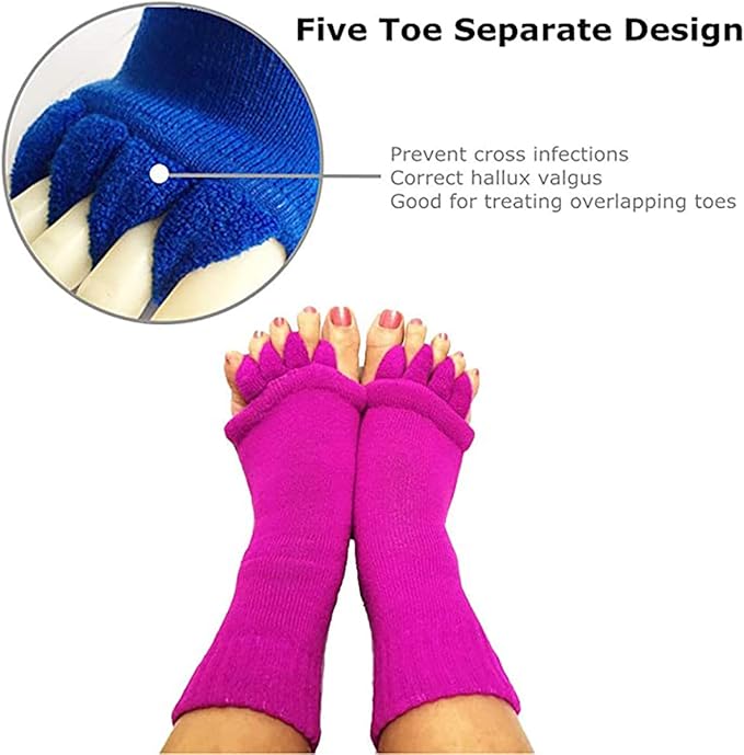 AIBEARTY 3 Pairs Yoga Sport Gym Five Toe Separator Socks Foot Massage Toeless Socks