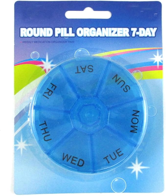 1 Round 7 Day Pill Box Medicine Organizer Daily Weekly Medication Holder Travel