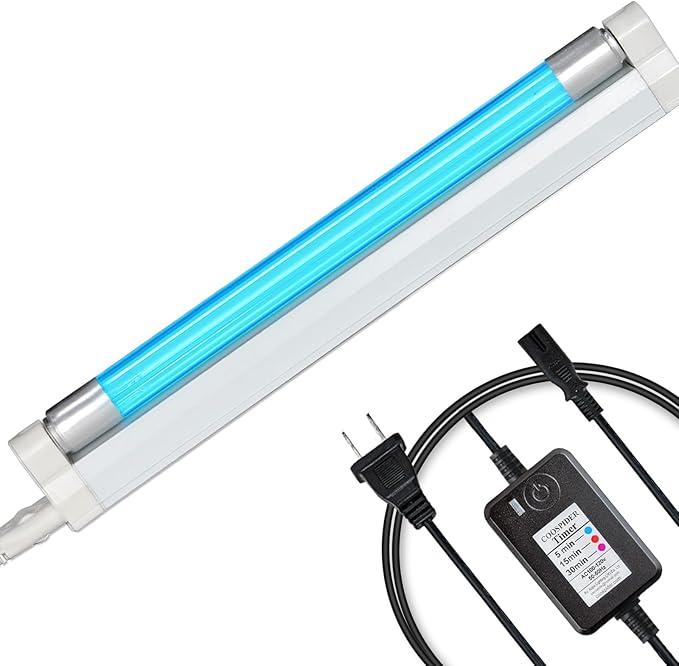 Coospider 6W UV Light with Ozone,185nm Sanitizer Lamp with 3 Time Gear, UVC Lamp for Shoes/Closet/Cabinet/Bathroom 110V CTUV-6– Perfect Father's Day Gifts