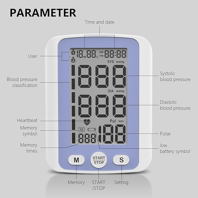 Automatic Upper Arm Blood Pressure Monitor for Home Use, Digital BP Machine with 9-17 inch Large BP Cuff, 2 User Mode, 2X500 Sets Memories,Purple