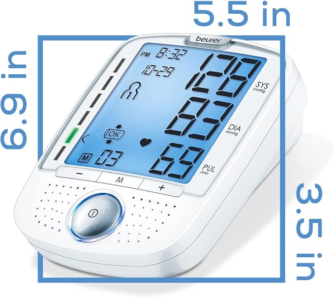 Beurer BM50 Talking Upper Arm Blood Pressure Monitor - Accurate, Digital Machine with Automatic Cuff for Home Use, Arrhythmia Detection, Batteries and Carrying Case Included