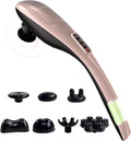 MEGAWISE Cordless Handheld Back Massager w/Rechargeable 3200mAh Battery, 5 Speed and 5 +2 Massage Nodes with Hard, Medium and 2 Soft Silicone Nodes; Massage While Moving Around (Rose Gold)