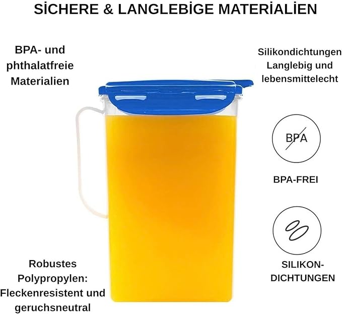 LocknLock Aqua Fridge Door Water Jug with Handle BPA Free Plastic Pitcher with Flip Top Lid Perfect for Making Teas and Juices, 3 Quarts, Blue