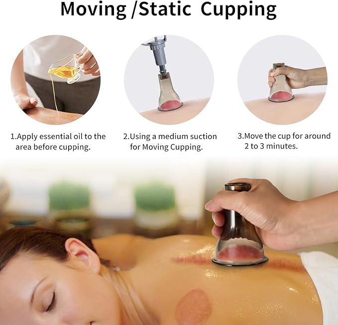 Cupping Set - Cupping Kit for Massage Therapy w/ 12 Cupping Therapy Set for Pain Relief Physical Therapy Body Vacuum Massage Cups with Pump