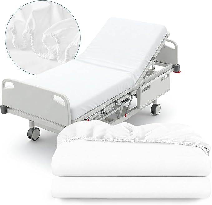 2 Pack Fitted Hospital Bed Sheets – 36” x 84” x 12” | Ultra Soft Double Brushed Microfiber | Deep Pocket Sheet with Full Elastic | Breathable, Durable & Wrinkle-Resistant – White