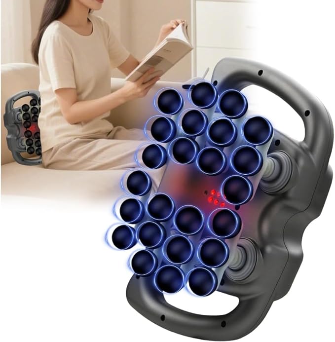 24 Head Massage Gun Set, Deep Tissue Percussion Massager with 9 Modes 99 Speeds, Portable Muscle Gun for Neck, Shoulder, Back, Leg & Body Pain Relief, Gray