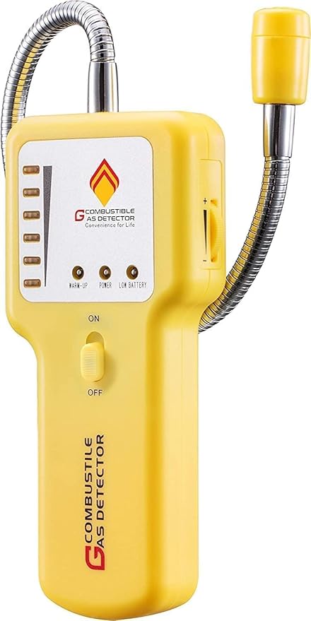 Gas Leak Detector – Portable Natural Gas Sniffer for Propane, Methane, LPG, LNG, Fuel & Sewer Gas – Combustible Gas Detector with 12" Flexible Probe for Home, RV, Industrial Use