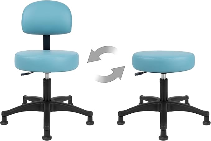TAKE UR SEAT® Economical Multi-Purpose Medical Spa Chair Stool with Adjustable seat and Back Height. Advanced Fabric seat Cover is Easy to Clean. Glide (Table Height Blue)