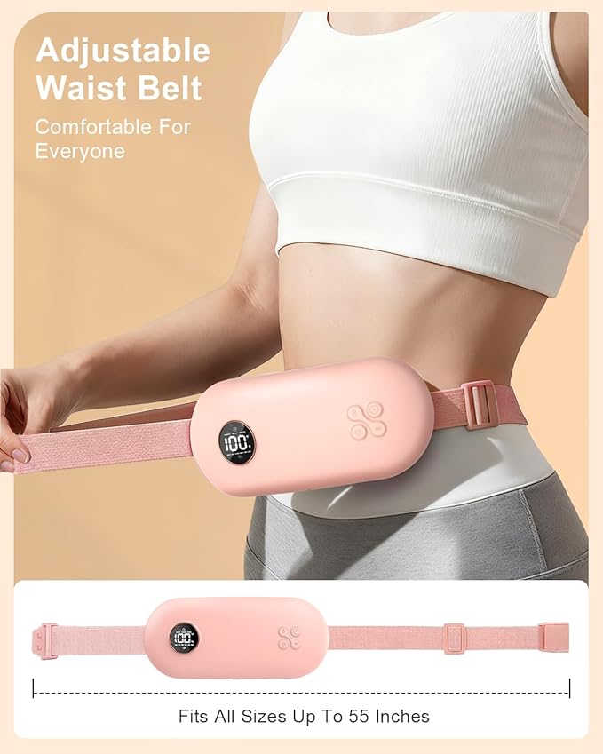 NOWWISH Upgraded Graphene Heating Pad for Period Cramps Pain Relief, Portable Electric Cordless Menstrual Heating Pad with 6 Heat Levels 6 Massage Modes 3 Timer, Easter Gifts for Women Girls, Pink