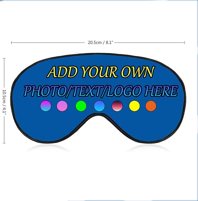 Personalized Eye Mask, Custom Eyeshade Blindfold Add Your Design Image Text Customized Eye Cover with Adjustable Strap for Sleeping Travel Work Naps Blocks Light, Cerulean